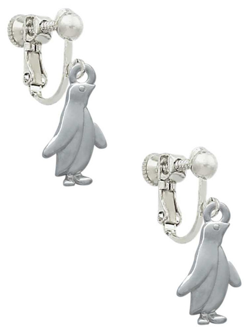 2-D Penguin Clip On Earrings