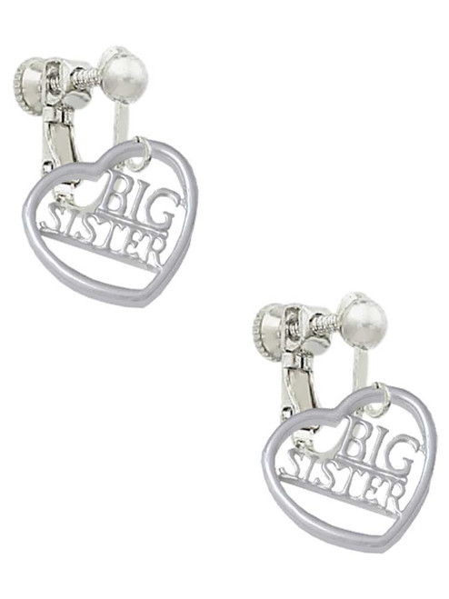 Big Sister in Open Heart - 5/8'' Clip On Earrings