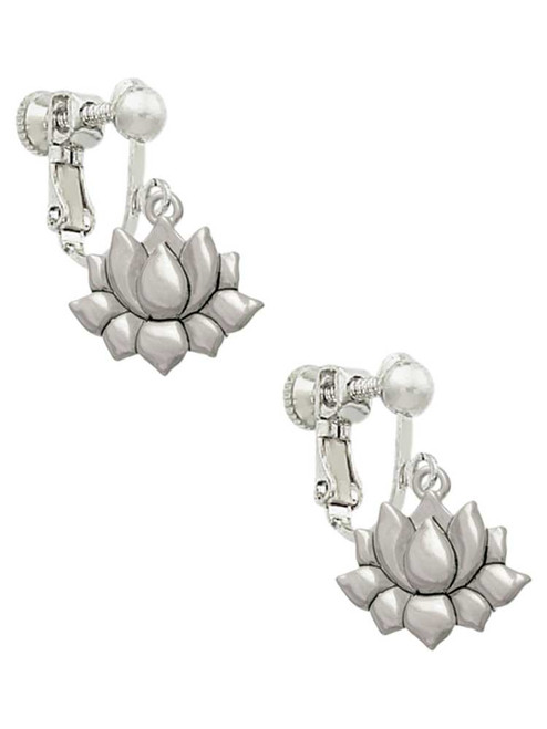 Small Lotus Flower Clip On Earrings