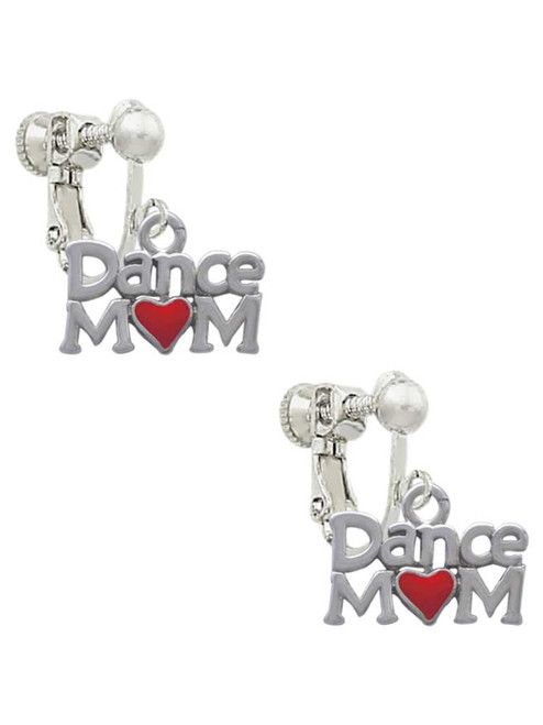 Dance Mom with Red Heart Clip On Earrings