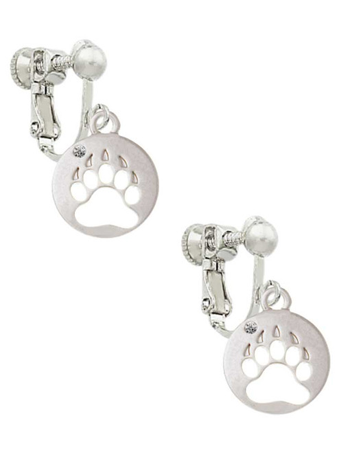 Bear Paw Silhouette Clip On Earrings