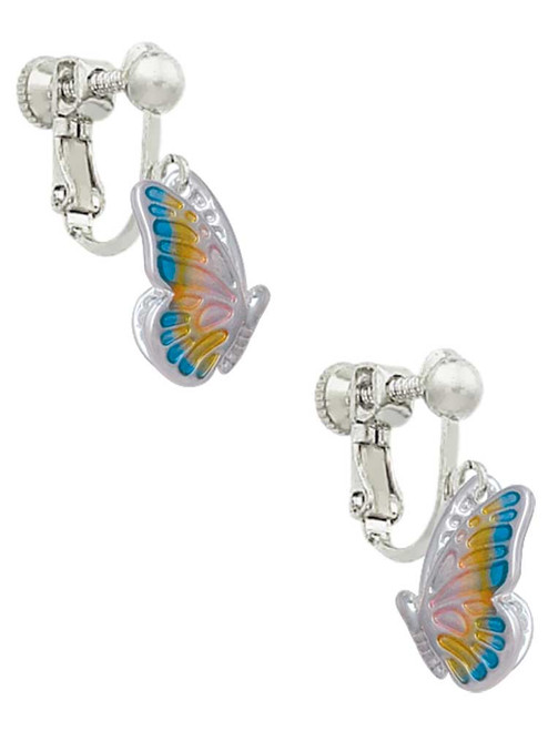 Translucent Pastel Flying Butterfly Clip On Earrings