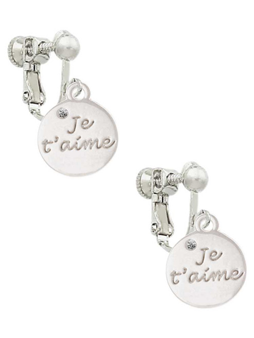Je T'aime Disc Clip On Earrings