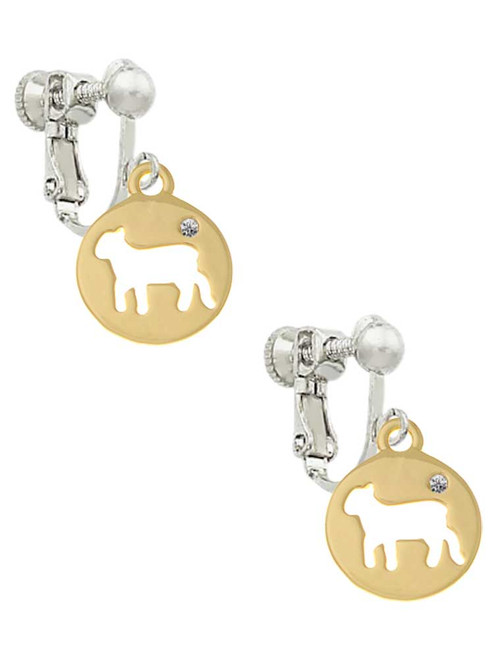 Gold Tone Lamb Silhouette Clip On Earrings