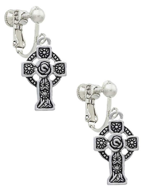 Large Celtic Cross Clip On Earrings