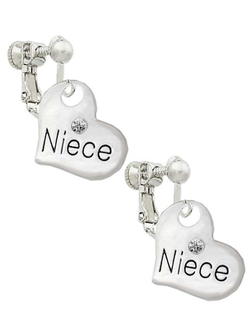 Large Niece Heart Clip On Earrings