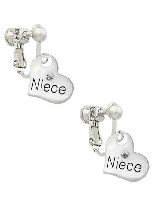 Small Niece Heart Clip On Earrings