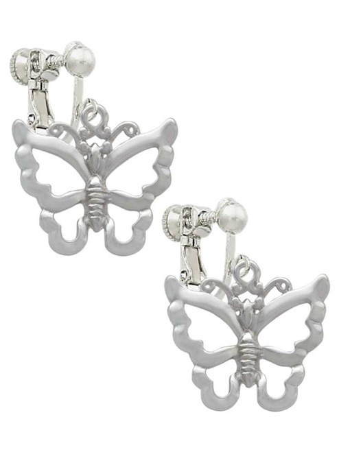 Large Open Butterfly Clip On Earrings