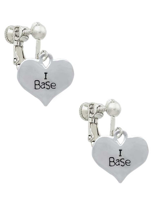 I Base Heart Clip On Earrings