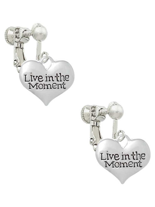 Live in the Moment Heart Clip On Earrings