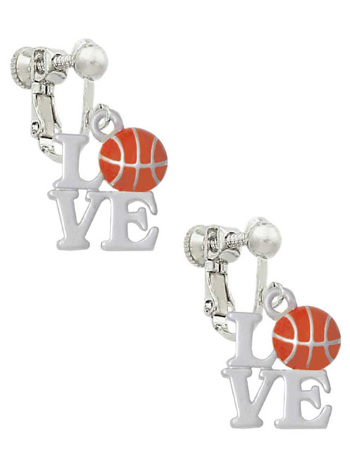 Love with Basketball Clip On Earrings