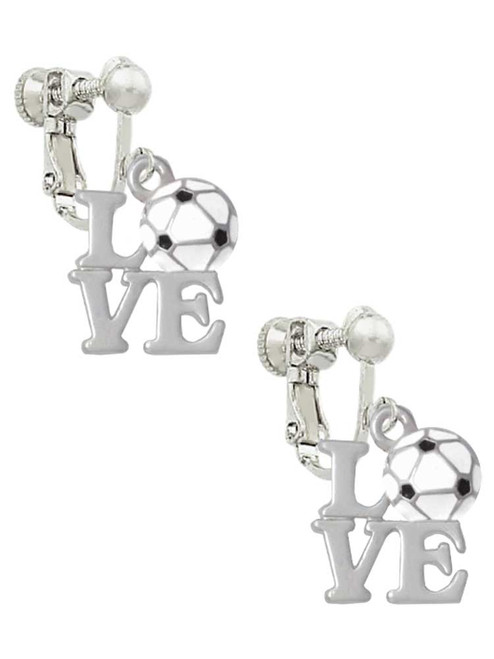 Love with Soccer Ball Clip On Earrings