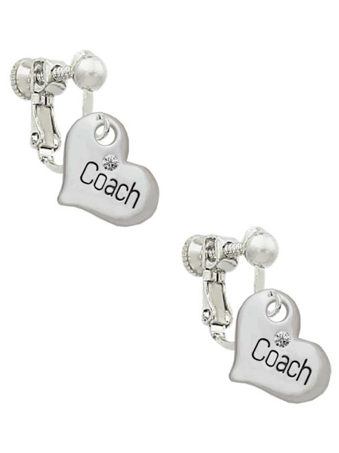 Small ''Coach'' Heart Clip On Earrings