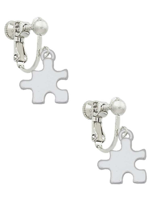 Puzzle Piece Clip On Earrings