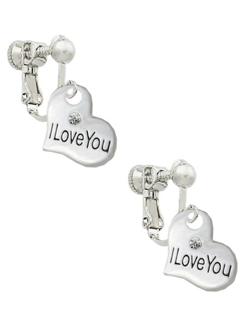 Small I Love You Heart Clip On Earrings