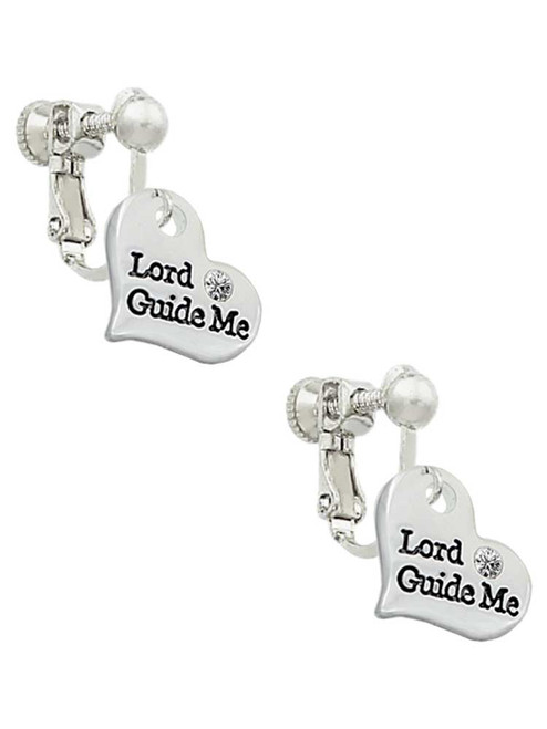 Small Lord Guide Me Heart Clip On Earrings
