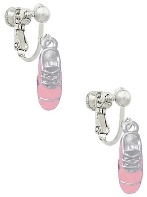 3-D Pink Running Shoe Clip On Earrings