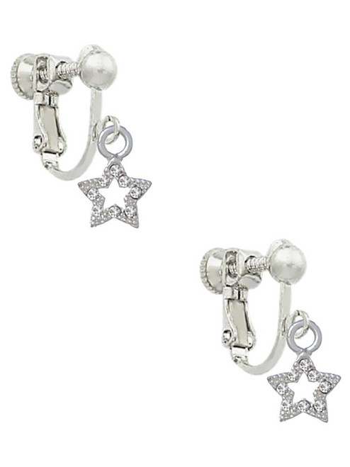Mini Clear Crystal Star Clip On Earrings