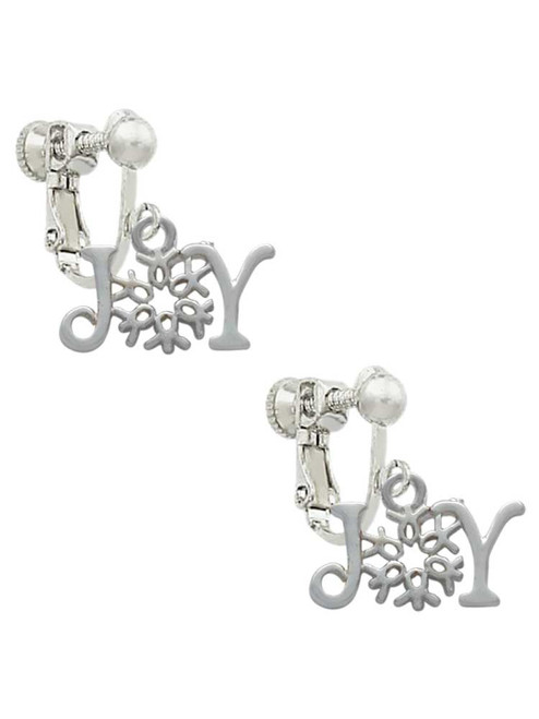 Joy with Snowflake Clip On Earrings