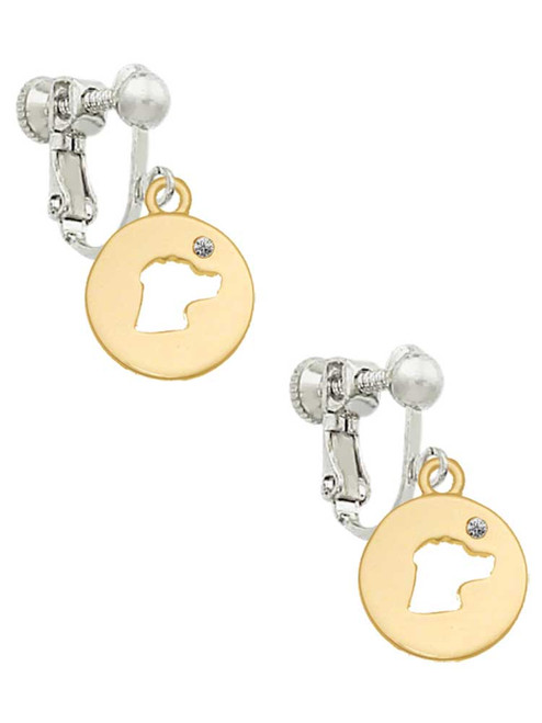 Gold Tone Dog Head Silhouette Clip On Earrings