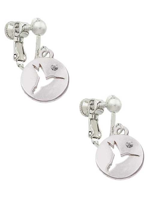 Hummingbird Disc Clip On Earrings