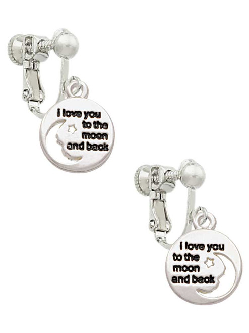 Small I Love You to the Moon Clip On Earrings