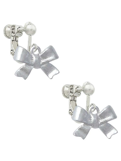 3-D Textured Bow Clip On Earrings