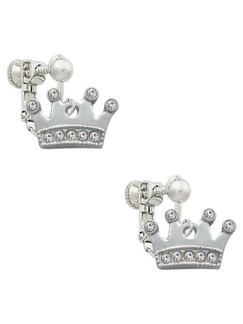 Crown with Clear Crystals Clip On Earrings