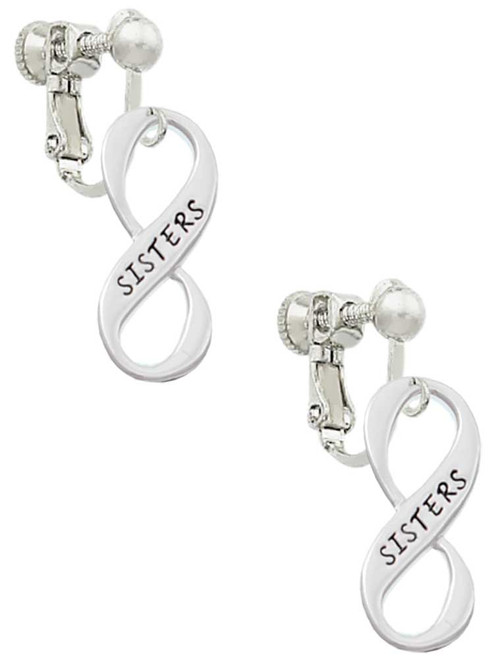 Sister Infinity Sign Clip On Earrings