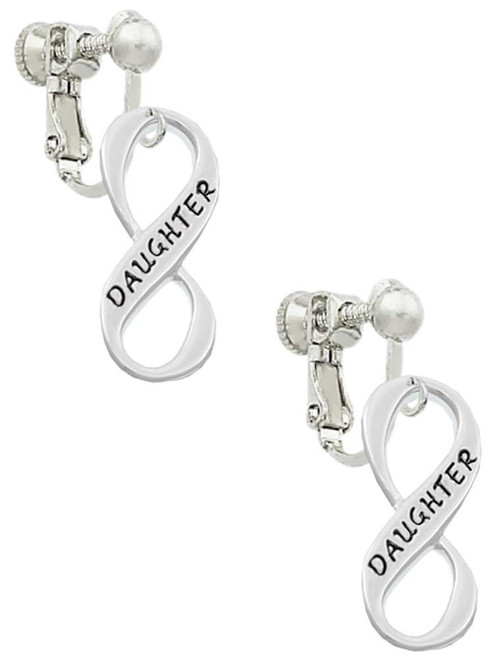Daughter Infinity Sign Clip On Earrings
