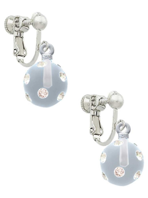 3-D Frosted Clear Resin Ornament with Crystals Clip On Earrings