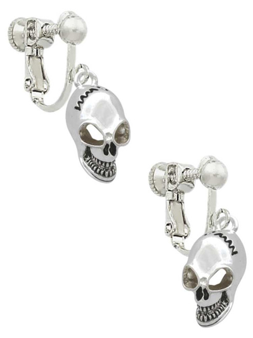 Large Skull Clip On Earrings