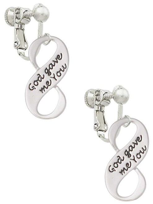 God Gave Me You Infinity Sign Clip On Earrings
