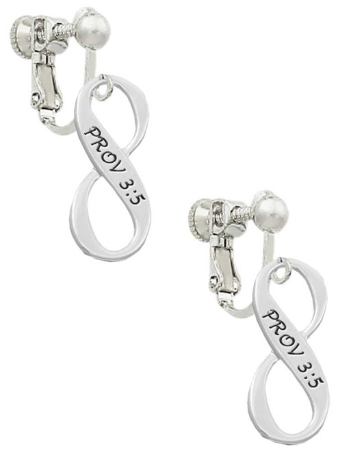 Proverbs 3:5 Infinity Sign Clip On Earrings