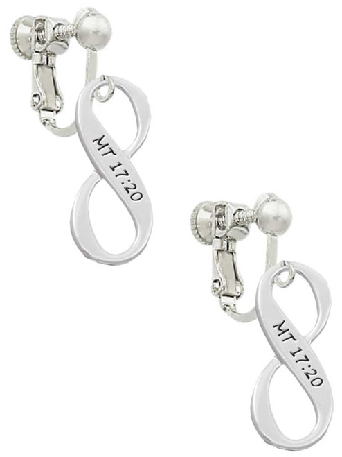 Matthew 17:20 Infinity Sign Clip On Earrings