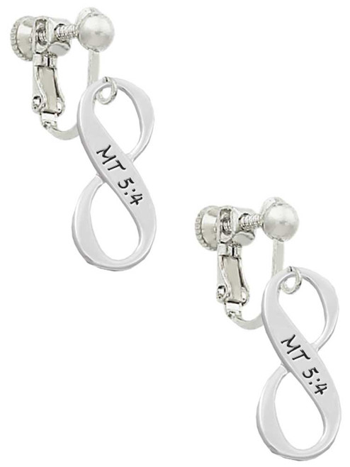 Matthew 5:4 Infinity Sign Clip On Earrings