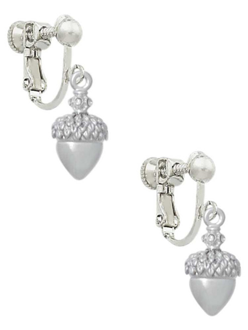 Small Acorn with Crystals Clip On Earrings