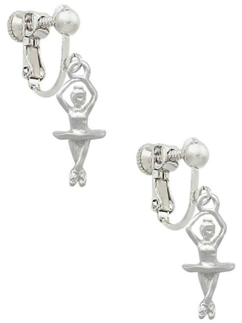 3-D Ballerina Clip On Earrings