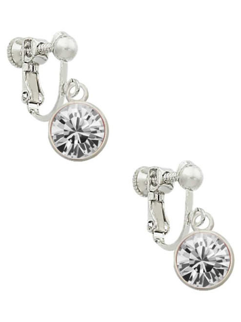 10mm Clear Oktant Crystal Drop Clip On Earrings