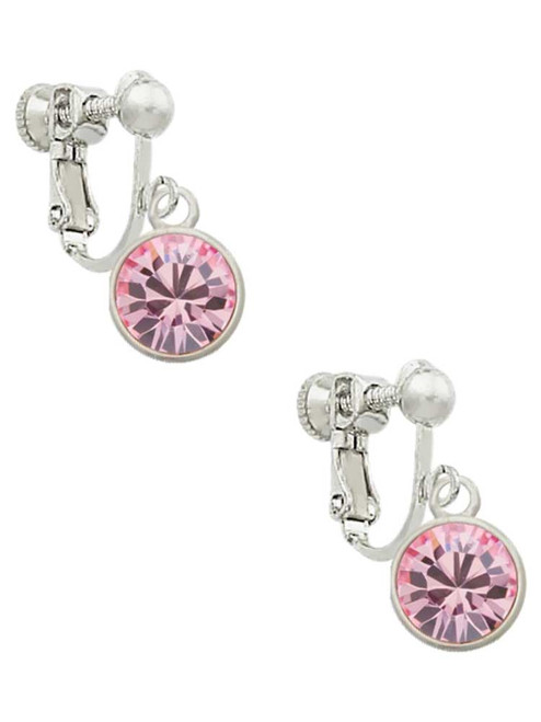 10mm Light Pink Oktant Crystal Drop Clip On Earrings