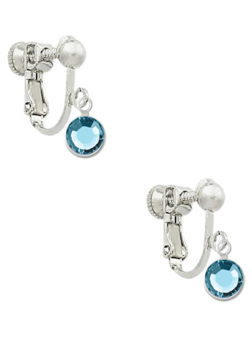 Crystal Hot Blue Channel Drop Clip On Earrings