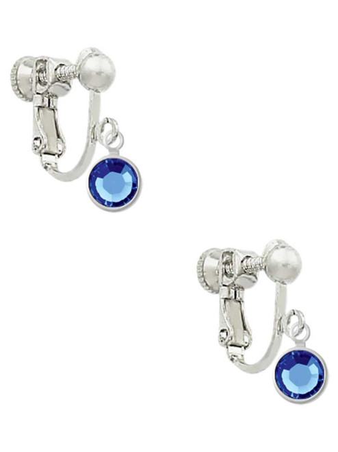 Crystal Blue Channel Drop Clip On Earrings