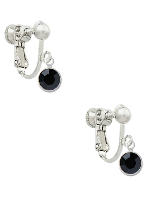 Crystal Black Channel Drop Clip On Earrings