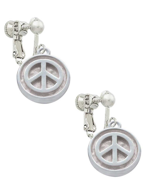 Peace Sign - Round Seal Clip On Earrings
