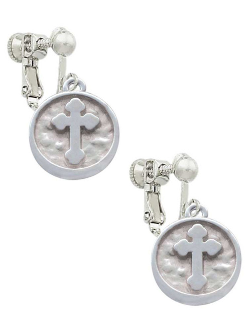 Botonee Cross - Round Seal Clip On Earrings