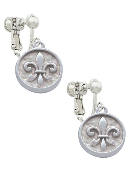 Fleur di Lis - Round Seal Clip On Earrings