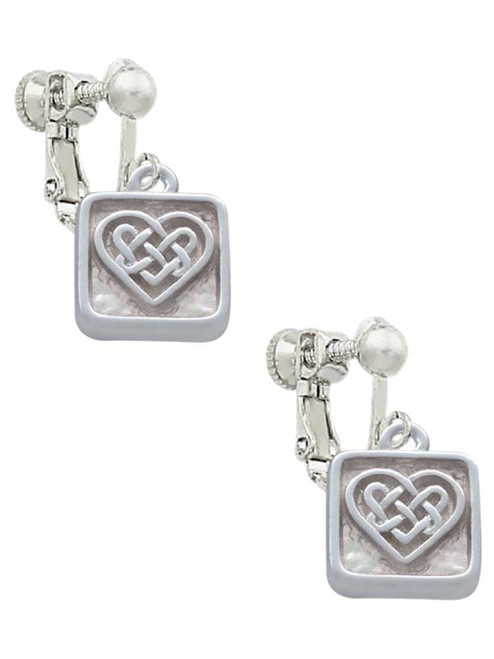 Celtic Knot Heart - Square Seal Clip On Earrings