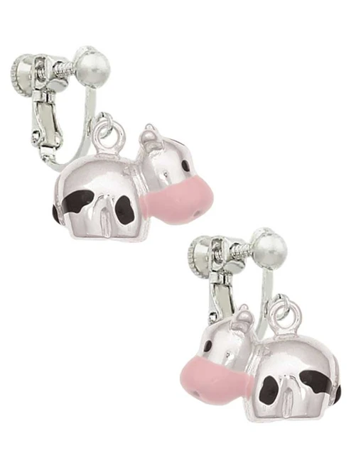 Spotted Cow Clip On Earrings