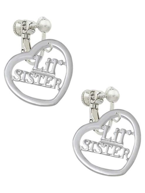 3/4'' Lil Sister Cutout Open Heart Clip On Earrings