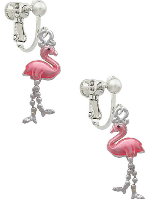 Flamingo with Dangle Legs Clip On Earrings